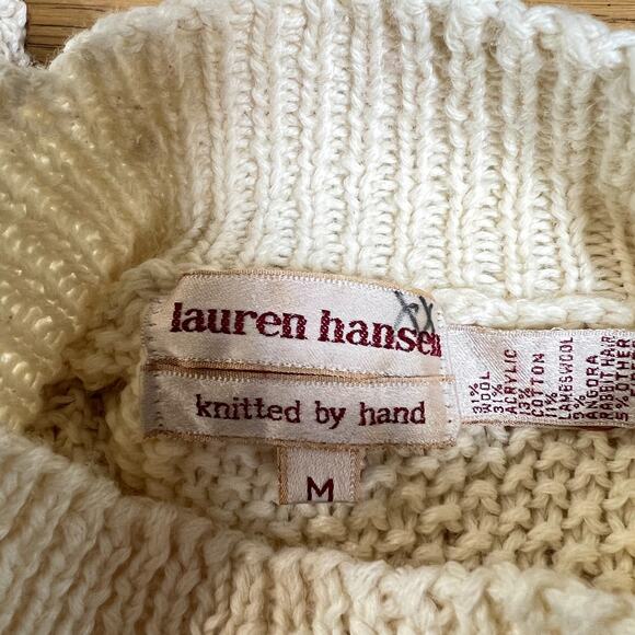 Vtg Lauren Hansen Hand Knitted Wool Angora Blend Abstract Sweater‎ Size Medium - Picture 5 of 7